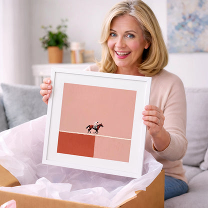 Dusty Rose Canter - racing horse art gift idea for horse lovers