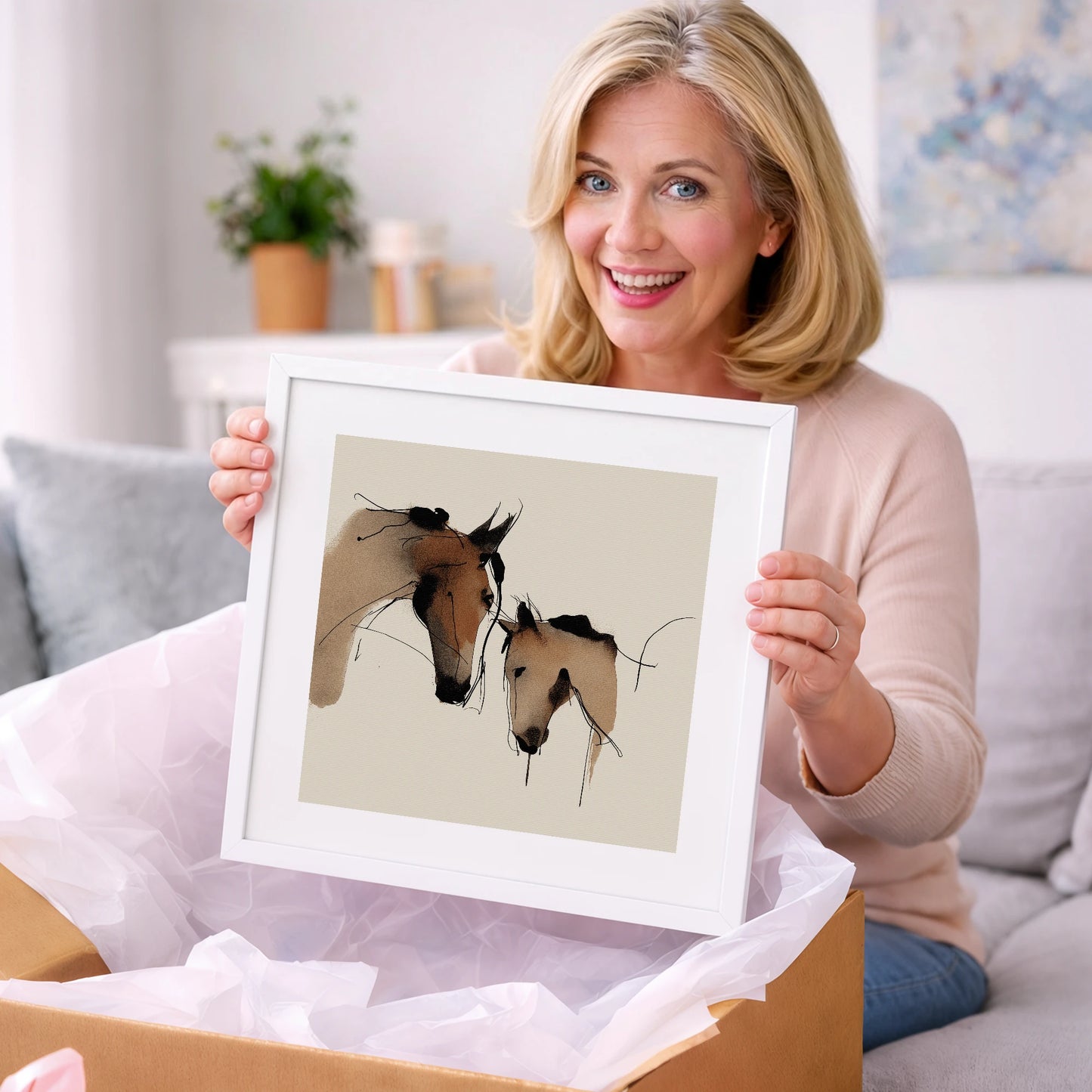 Gentle Kinship - mare & foal art gift idea for horse lovers