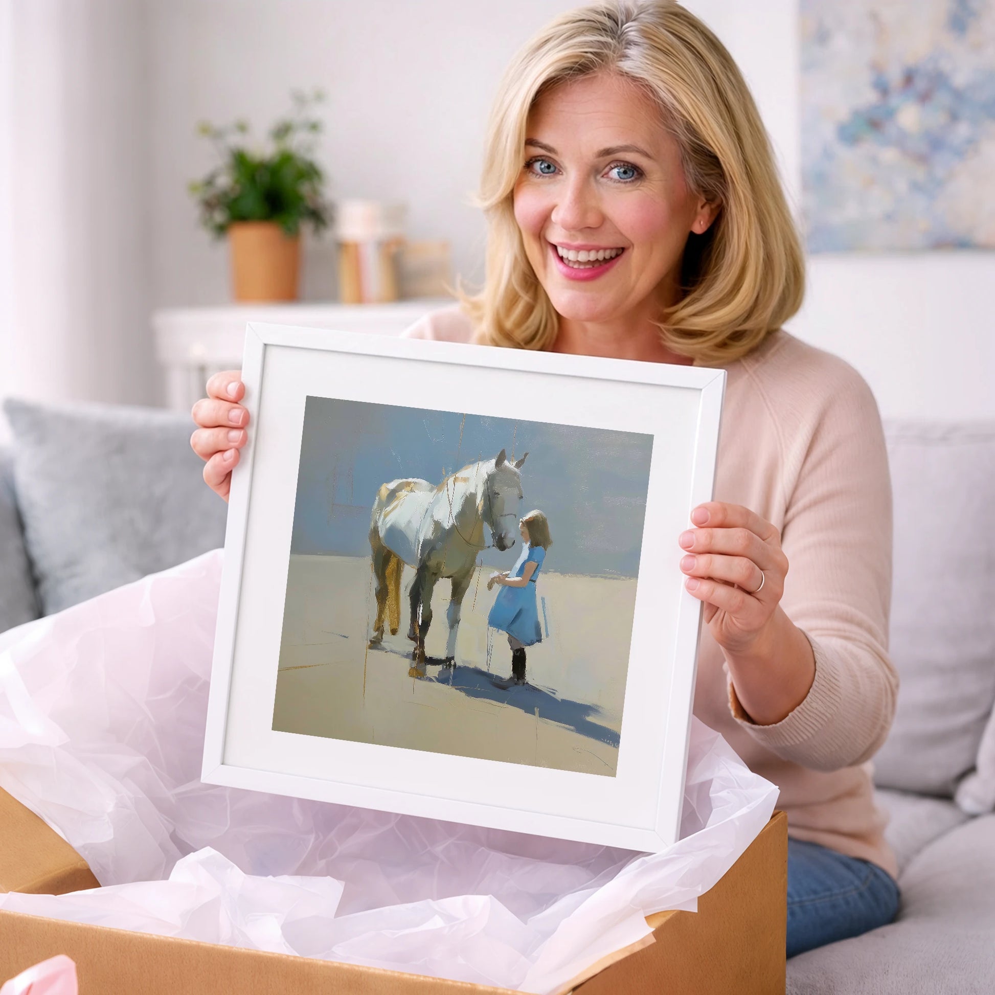 A Quiet Connection - horse & rider art gift idea for horse lovers