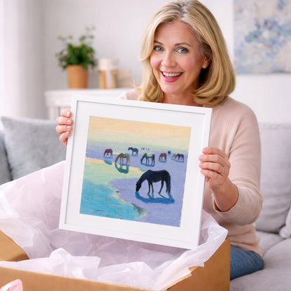 Lavender Tide Grazers - wild horses art gift idea for horse lovers