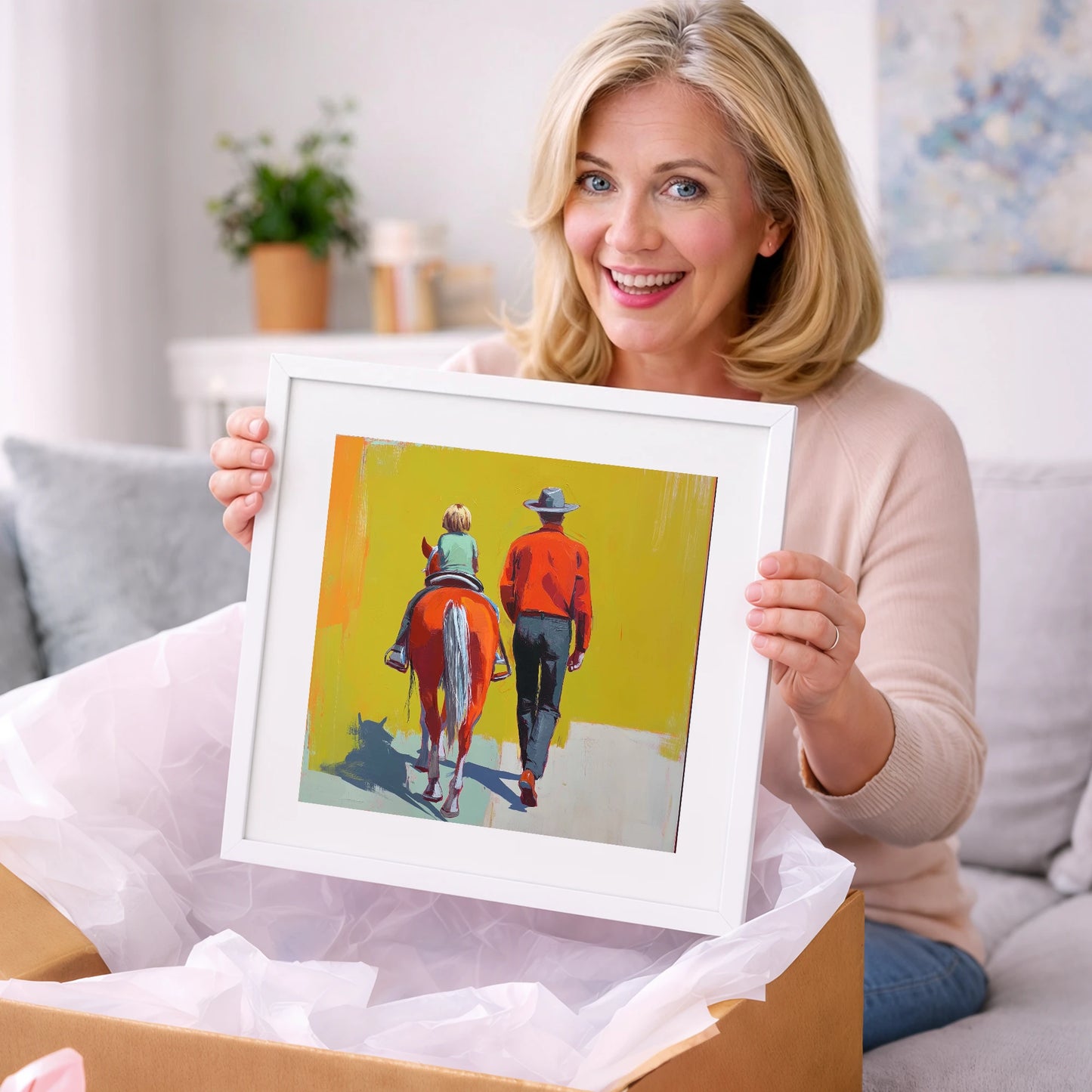 Leading the First Ride - horse & rider art gift idea for horse lovers