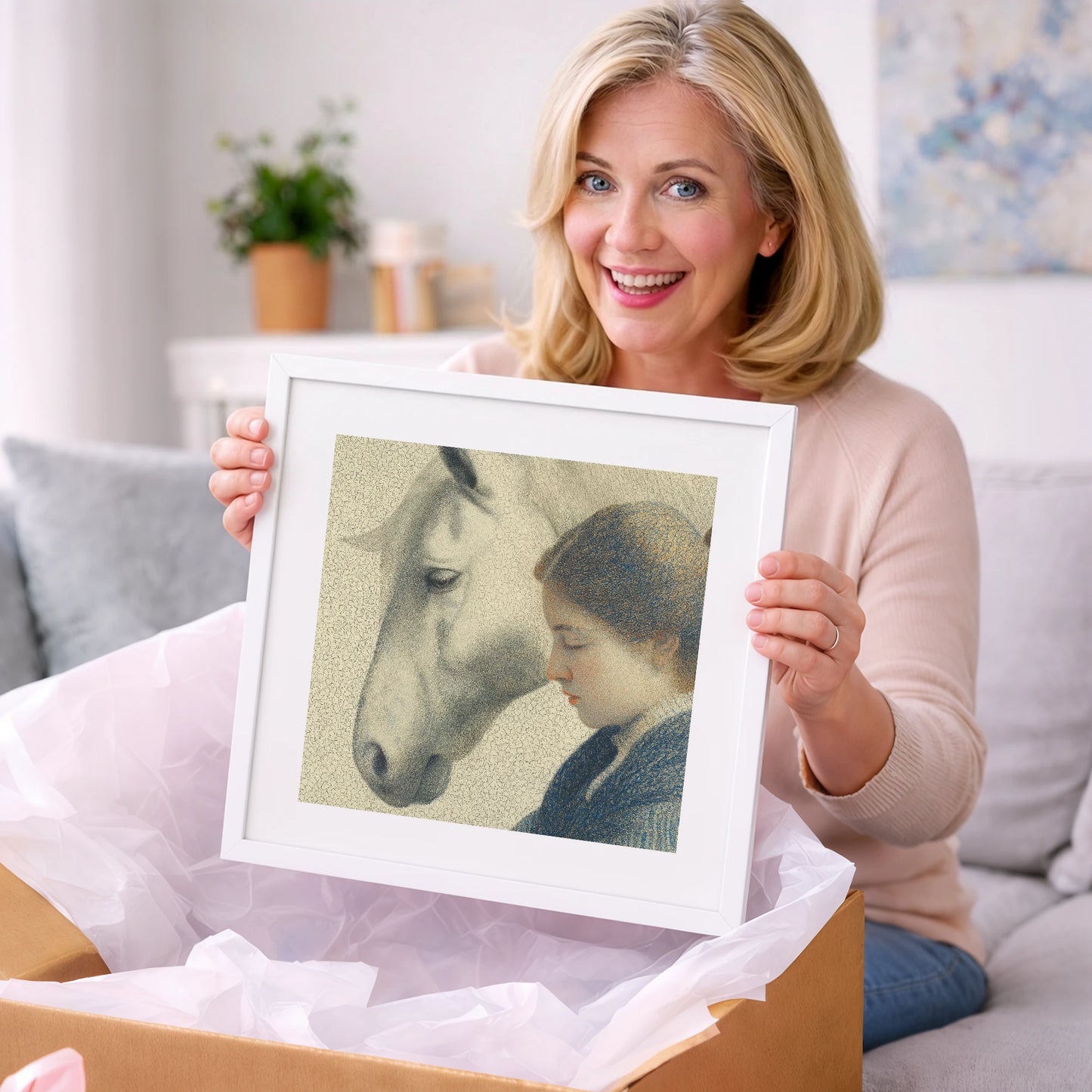 Gentle Reflections - horse & rider art gift idea for horse lovers