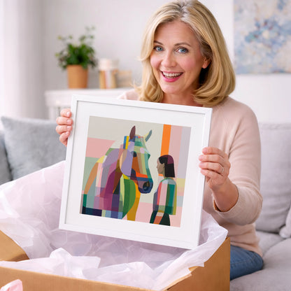 Prismatic Partnership - horse & rider art gift idea for horse lovers