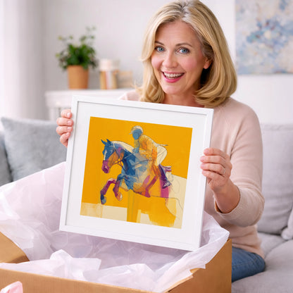 Vibrant Mid-Air Clearance - show jumping horse art gift idea for horse lovers
