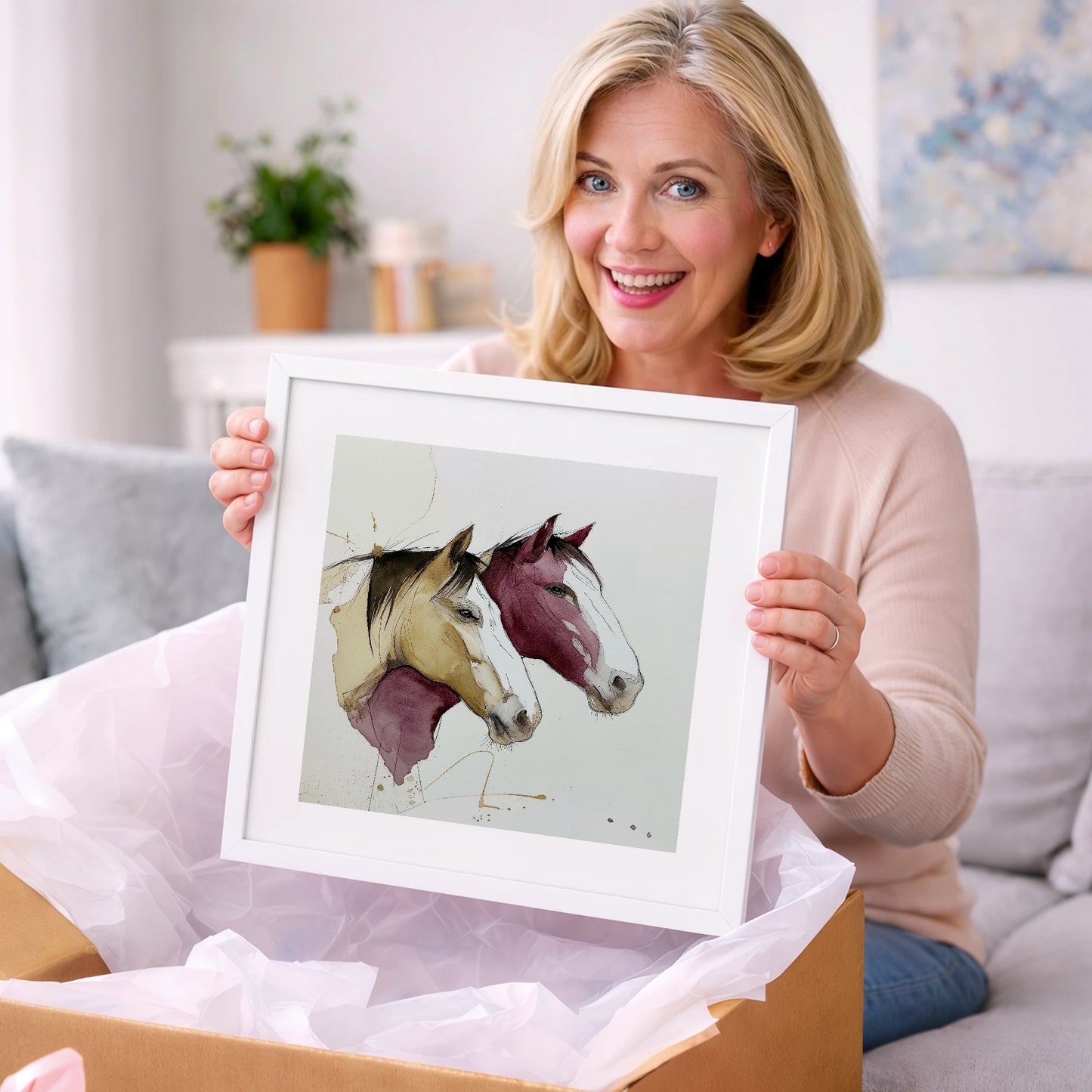 Earthy Equine Profiles - wild horses art gift idea for horse lovers
