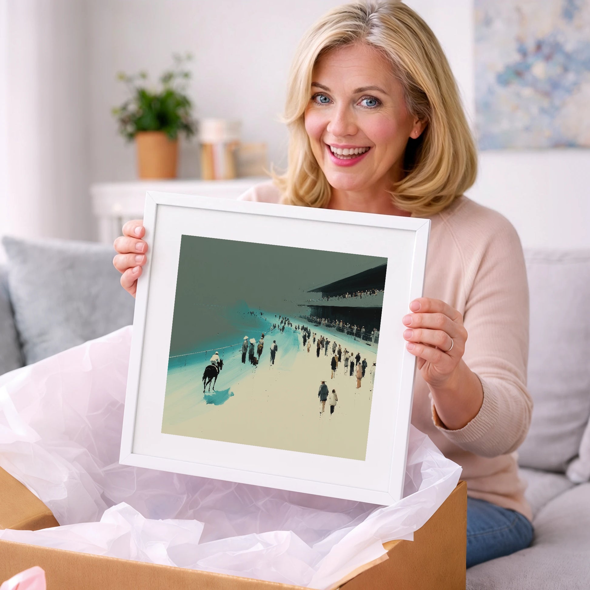 Sweeping to the Start - racing horse art gift idea for horse lovers