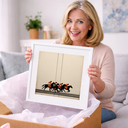 The Orange Silks - racing horse art gift idea for horse lovers