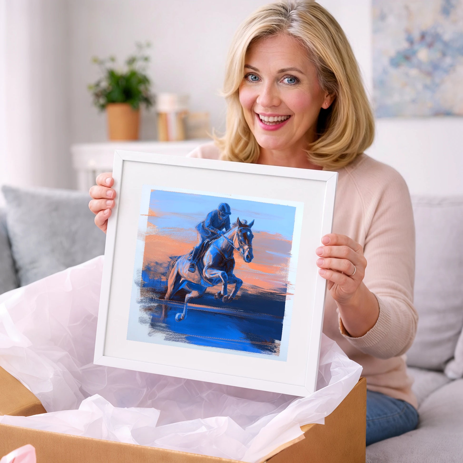 Cobalt Flight - show jumping horse art gift idea for horse lovers