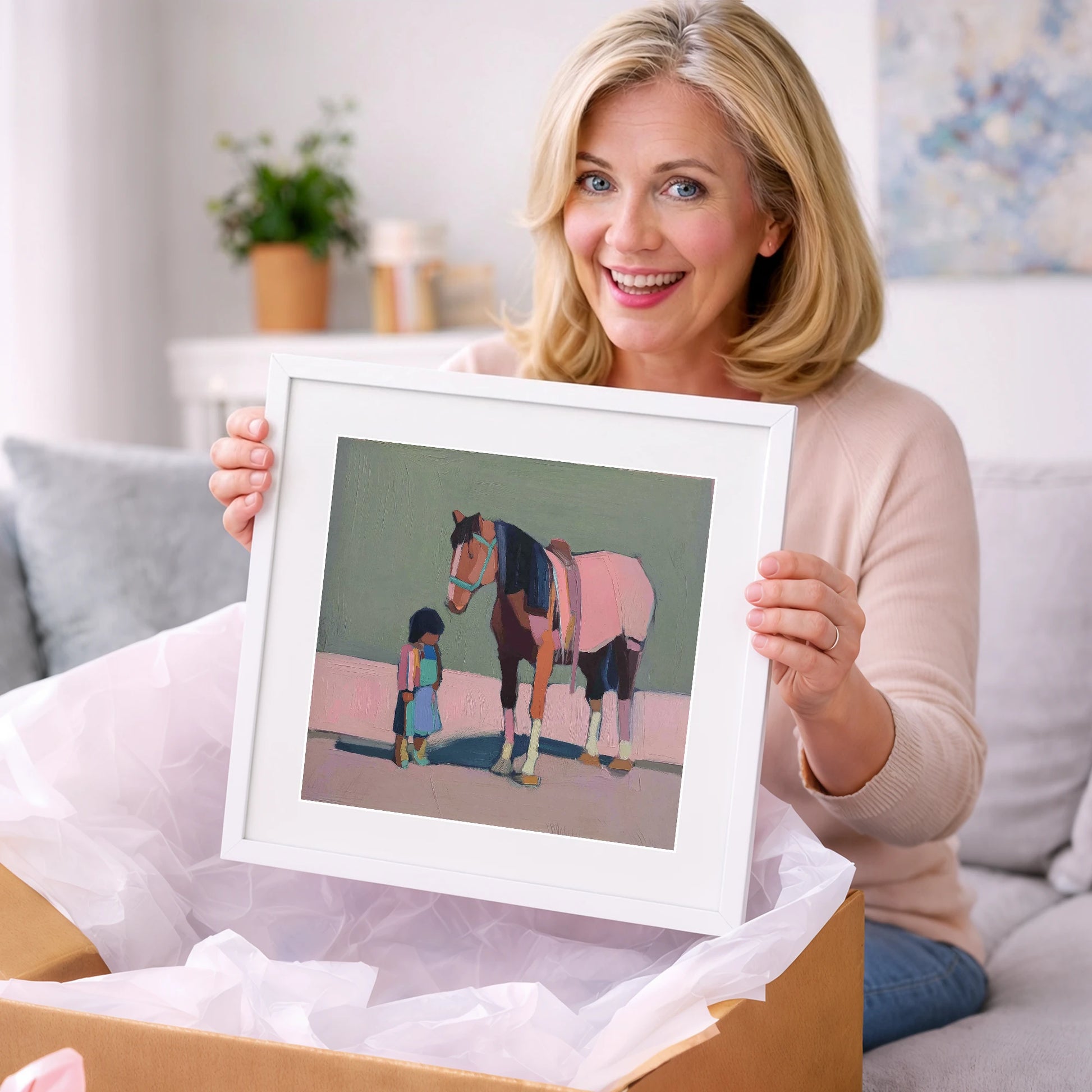 Quiet Connection - horse & rider art gift idea for horse lovers