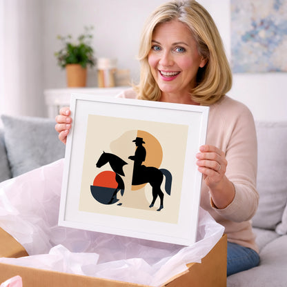 Mid-Century Western Rider - western horse art gift idea for horse lovers