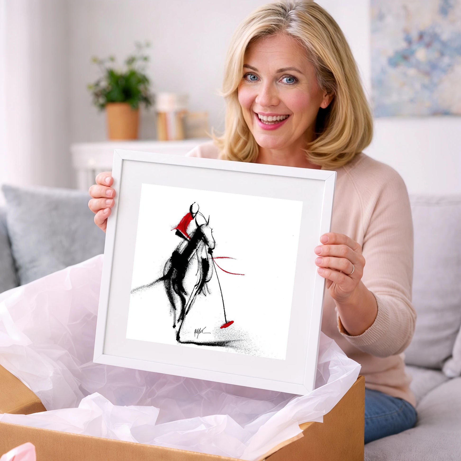 The Crimson Chukka - polo horse art gift idea for horse lovers