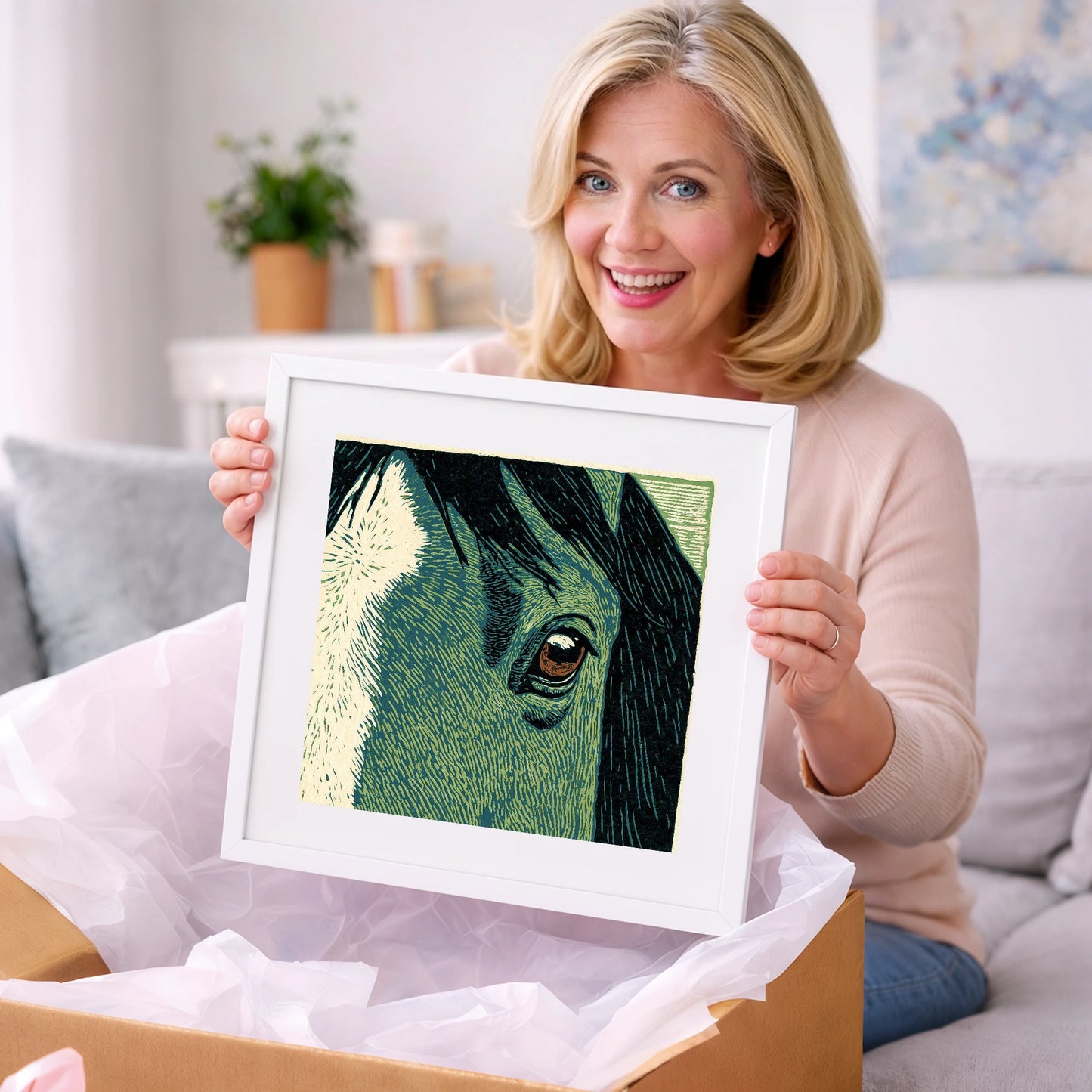 The Watchful Gaze - horse portrait art gift idea for horse lovers