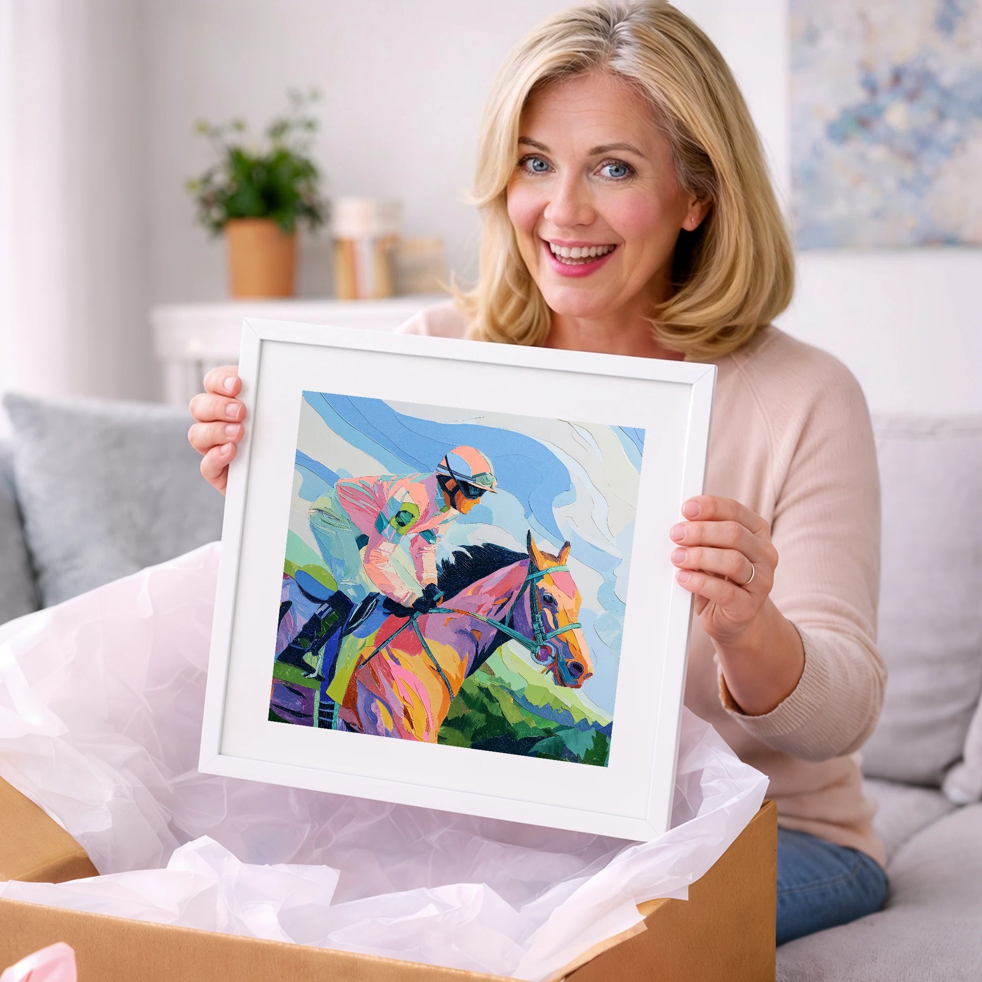 Technicolour Gallop - racing horse art gift idea for horse lovers