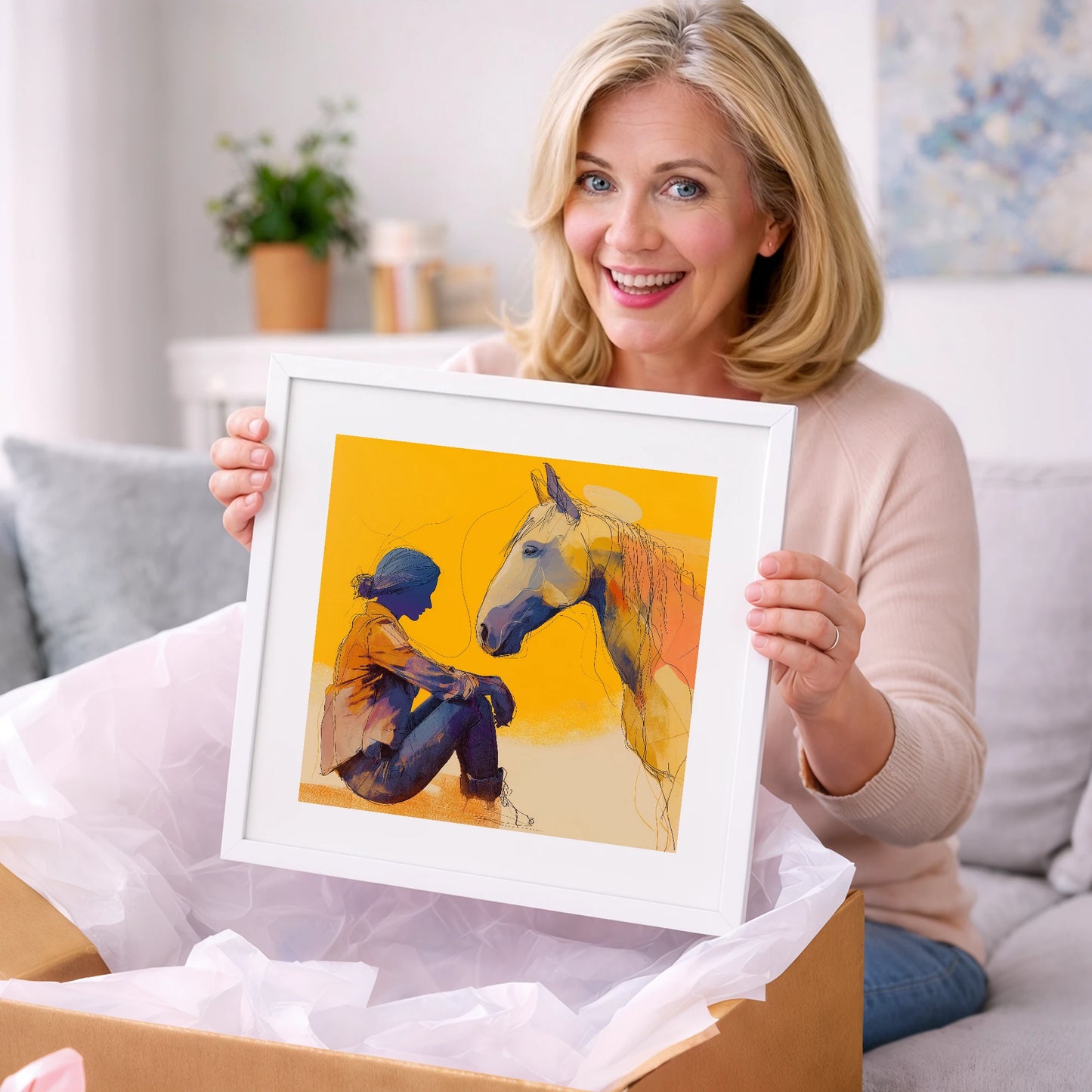 Quiet Communion - horse & rider art gift idea for horse lovers