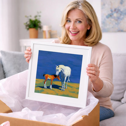 Sunlit Bond - mare & foal art gift idea for horse lovers