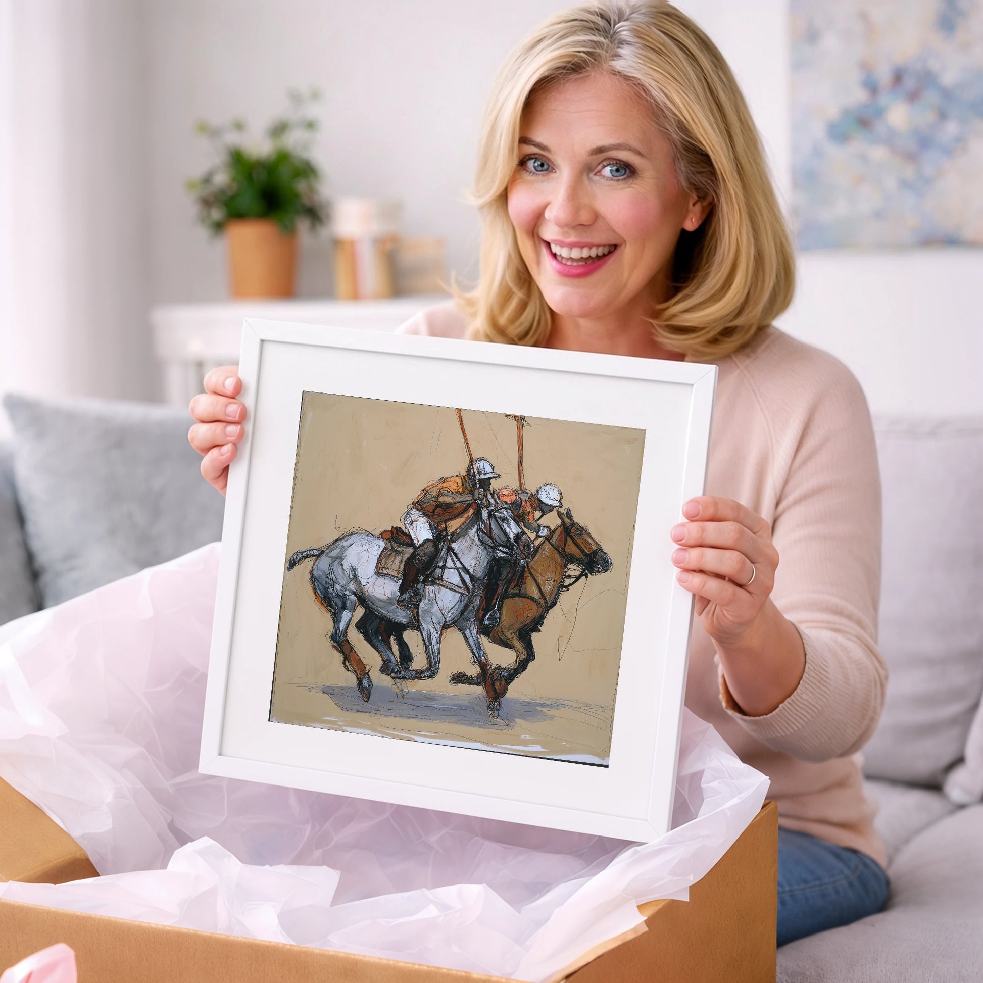 The Midfield Duel - polo horse art gift idea for horse lovers