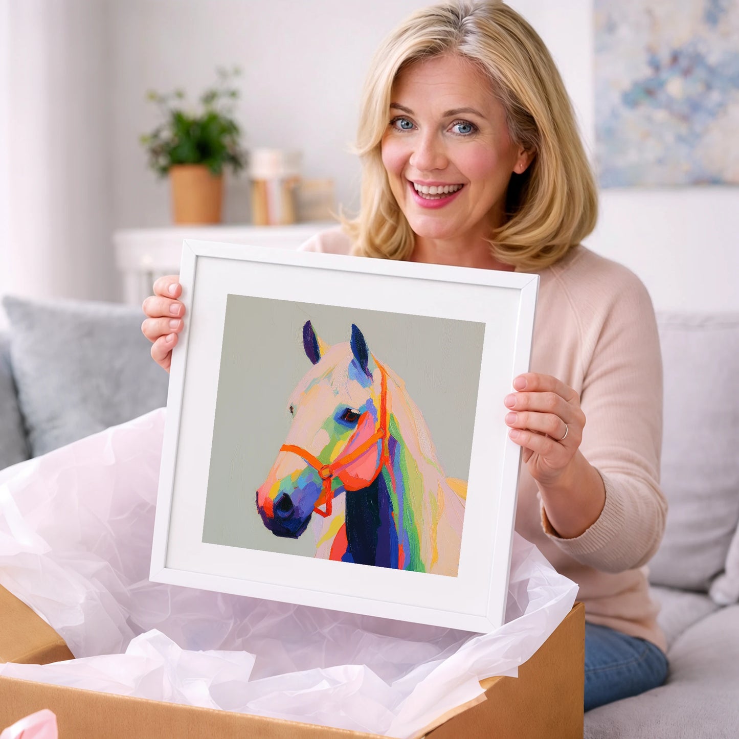 Prismatic Equine Profile - horse portrait art gift idea for horse lovers