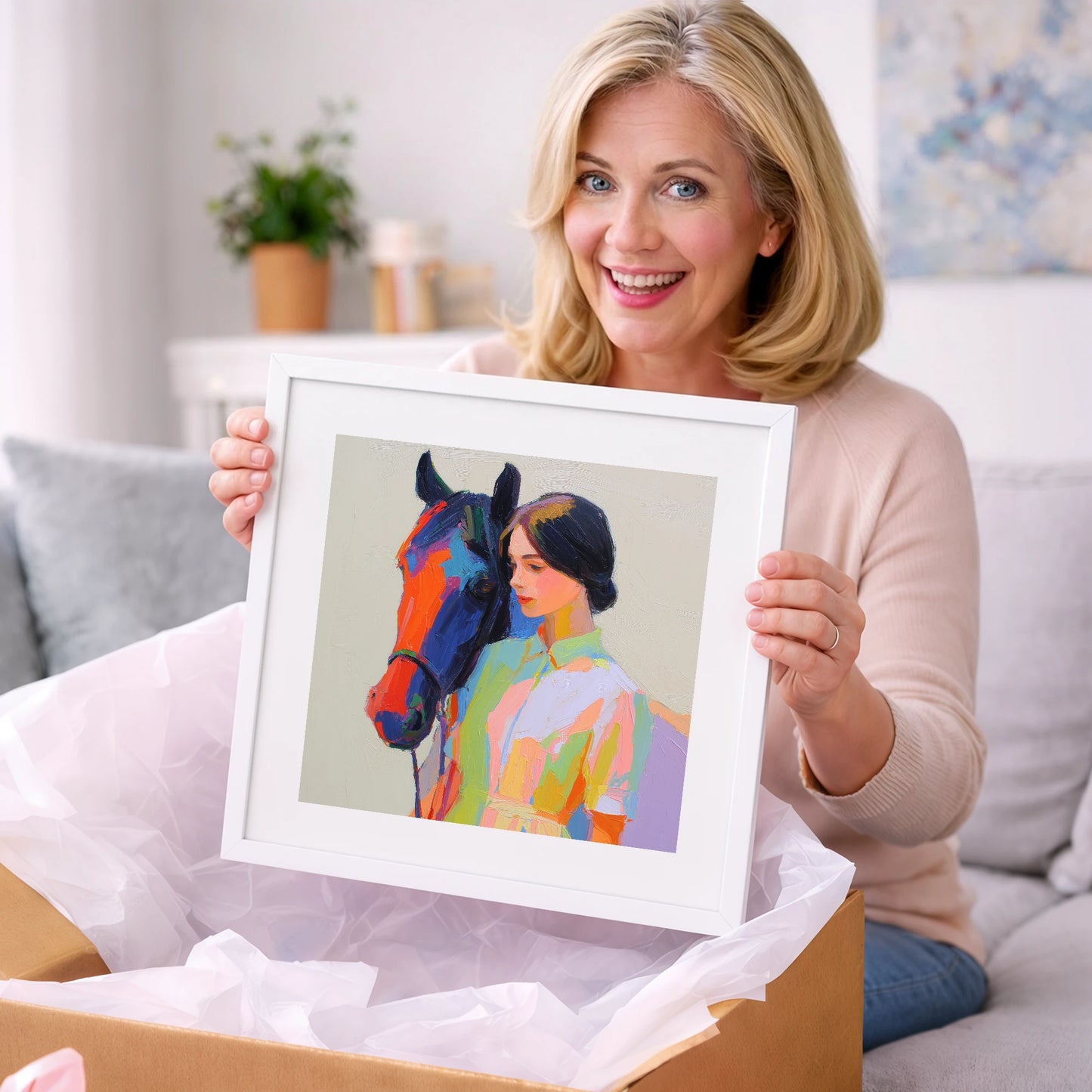 Radiant Companionship - horse & rider art gift idea for horse lovers