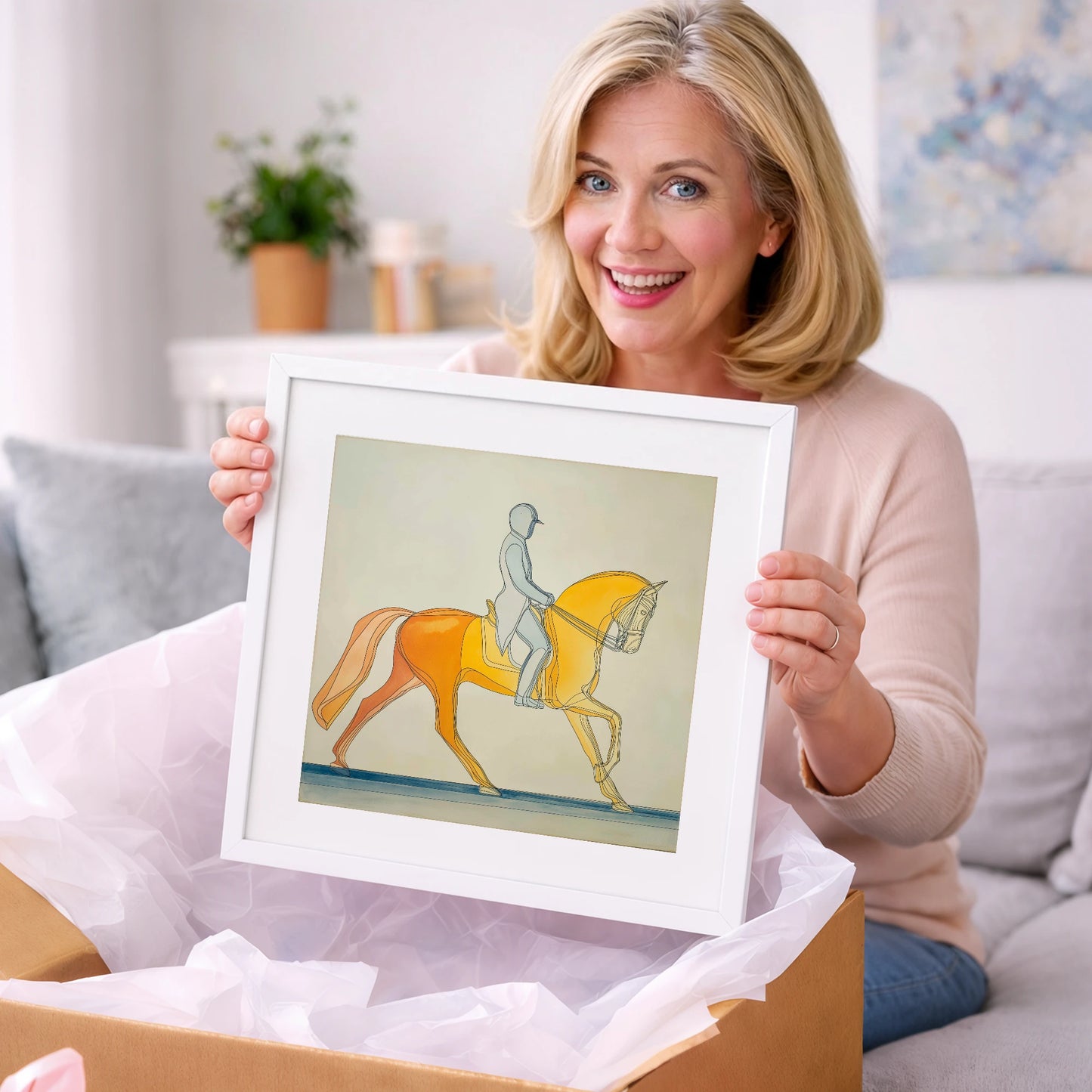 Golden Dressage Cadence - dressage horse art gift idea for horse lovers
