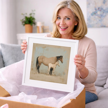 A Quiet Bond - mare & foal art gift idea for horse lovers