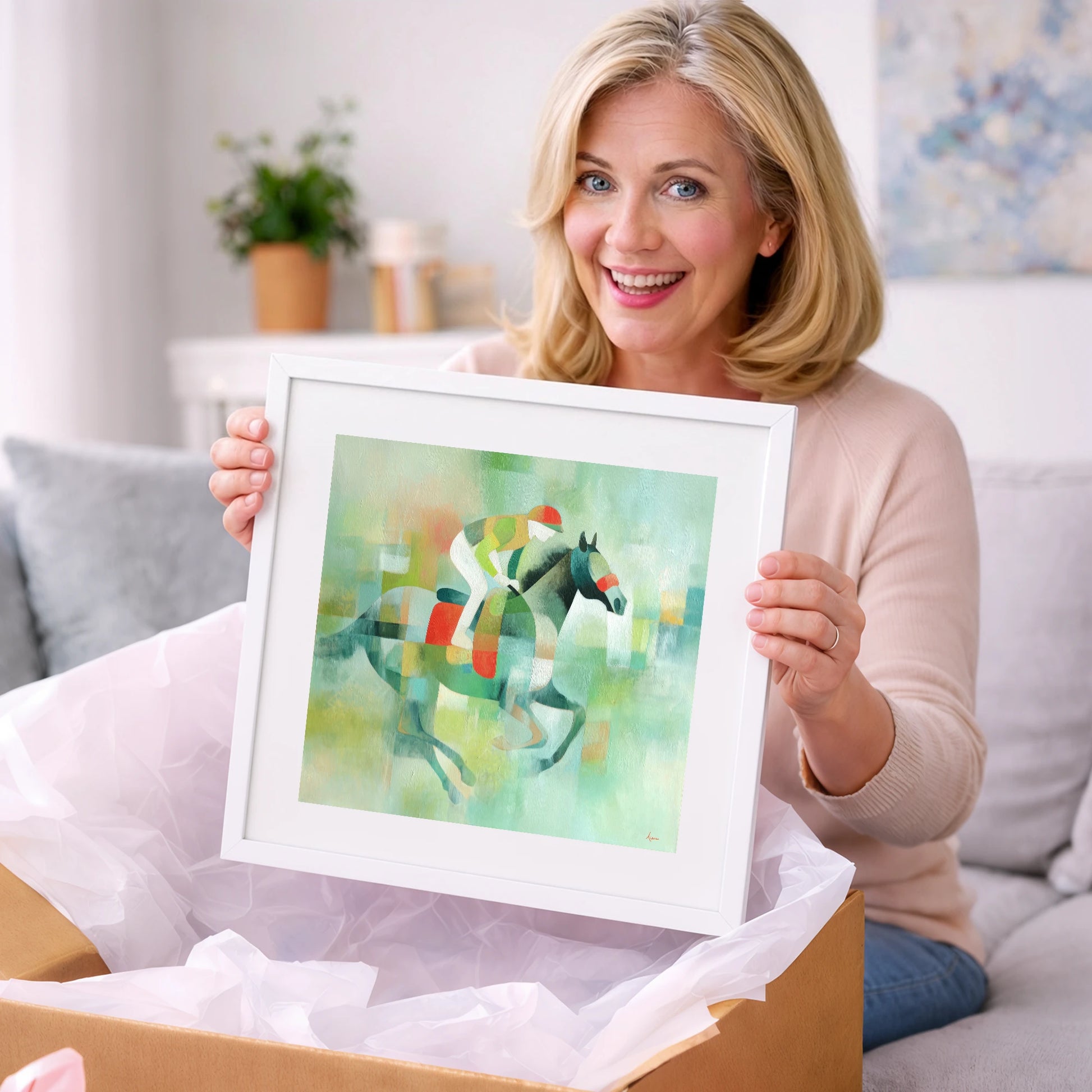 Abstract Turf Stride - racing horse art gift idea for horse lovers