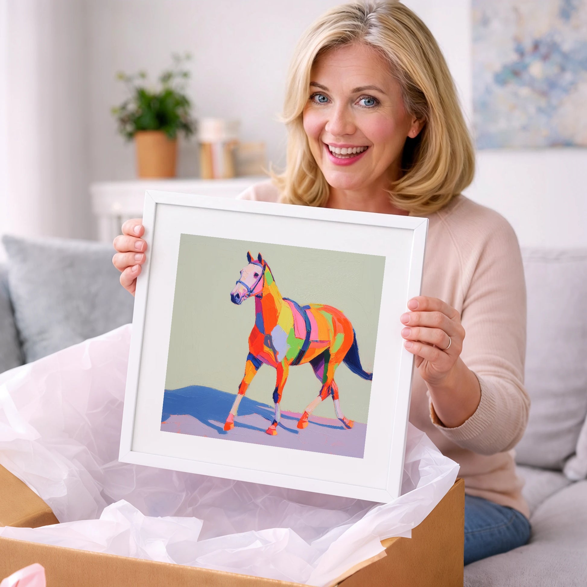 Vibrant Strides - racing horse art gift idea for horse lovers