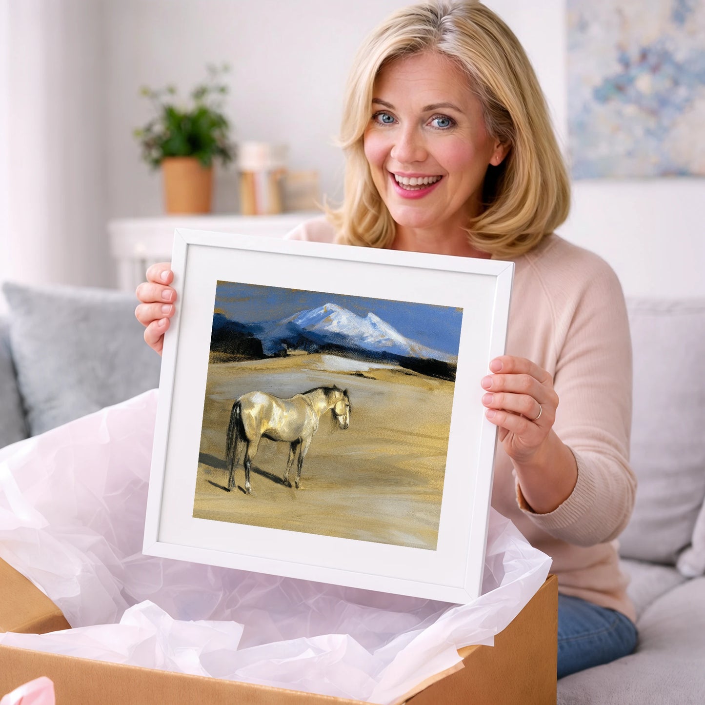 Mountain Sentinel - horse landscape art gift idea for horse lovers