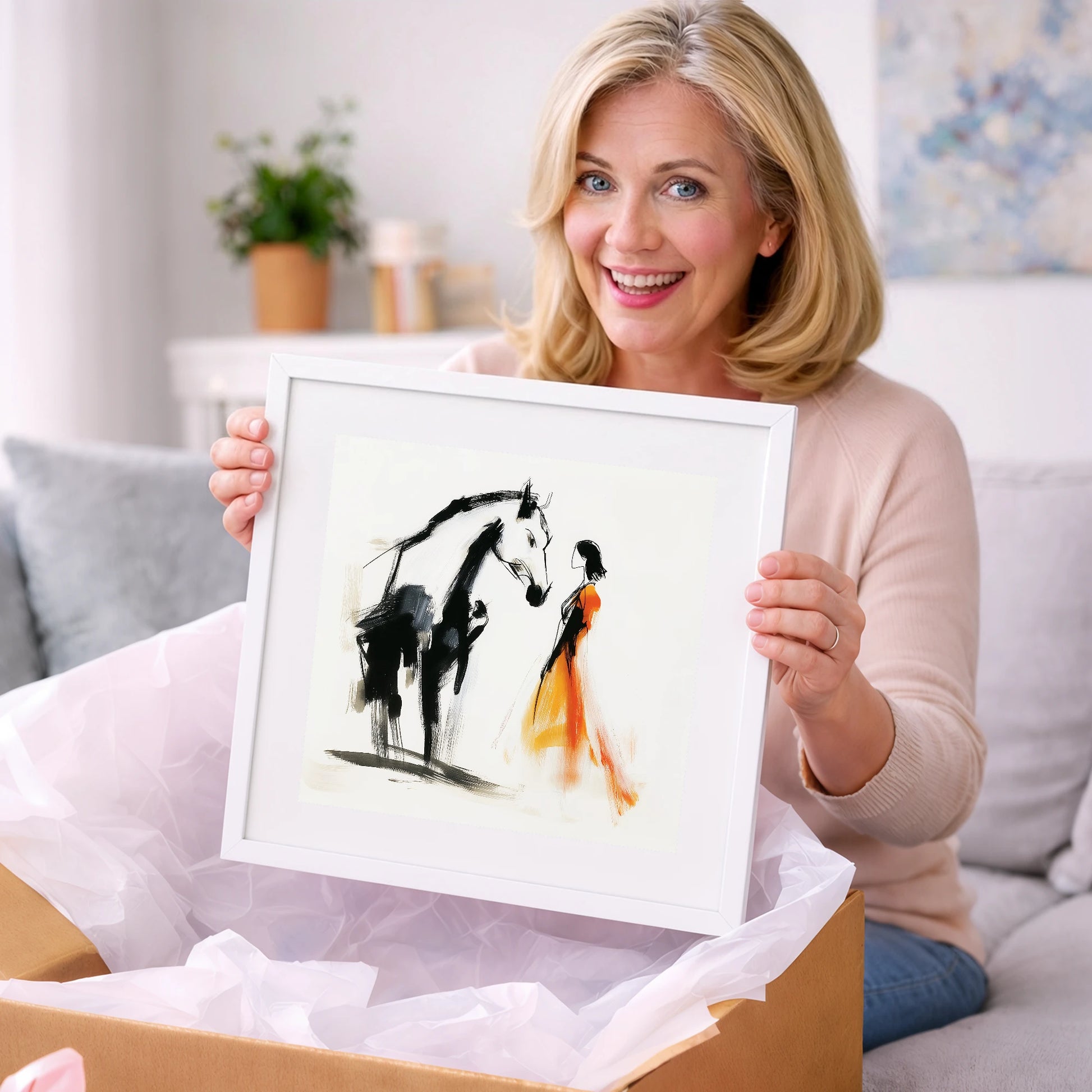 The Silent Connection - horse & rider art gift idea for horse lovers