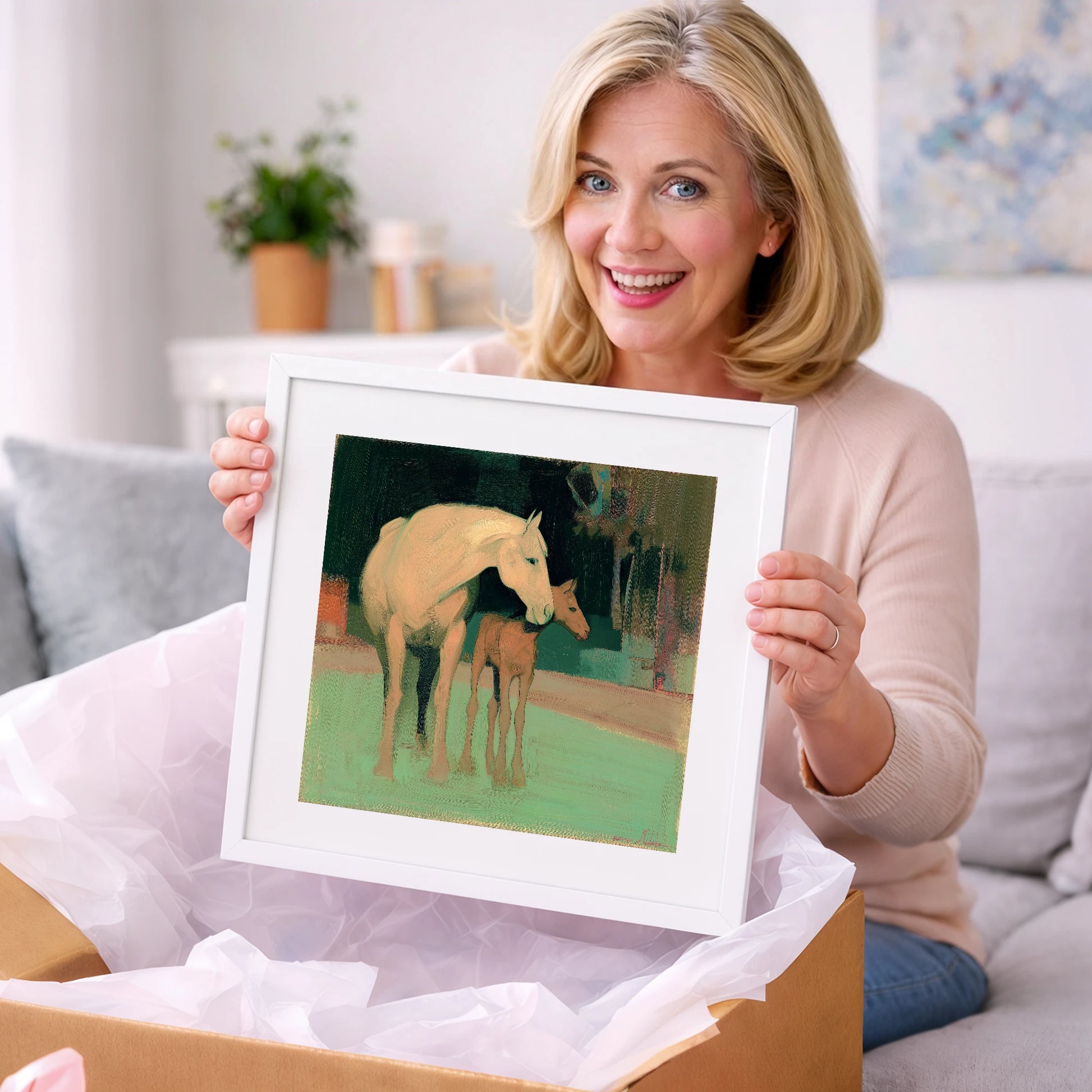 A Quiet Connection - mare & foal art gift idea for horse lovers