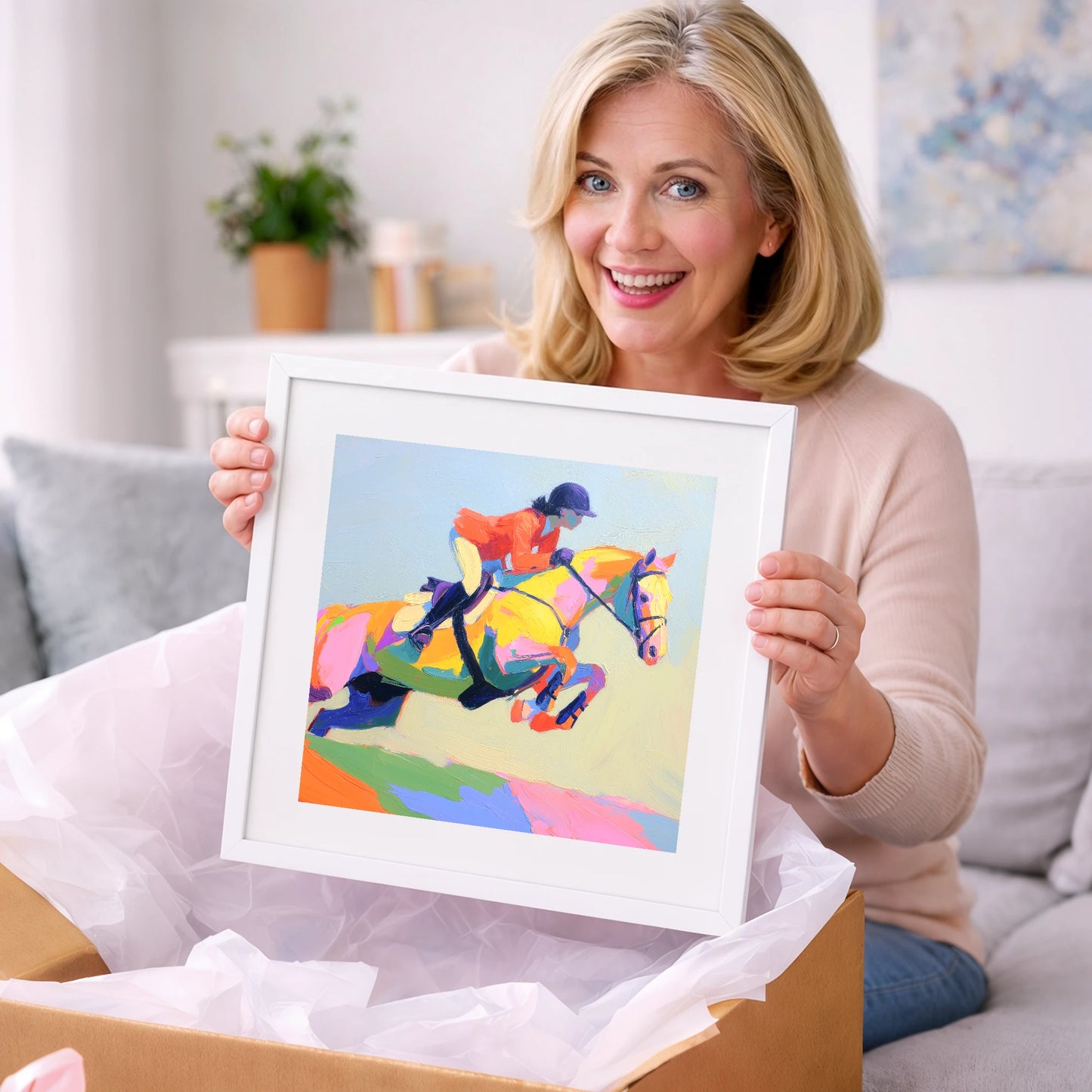 Chromatic Showjumper - show jumping horse art gift idea for horse lovers