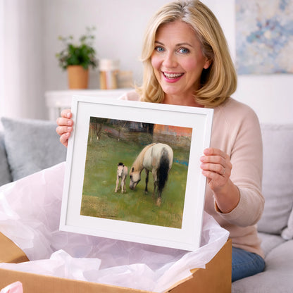 Quiet Pastoral Bond - mare & foal art gift idea for horse lovers
