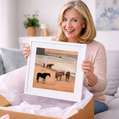 Serenity on the Sands - horse landscape art gift idea for horse lovers