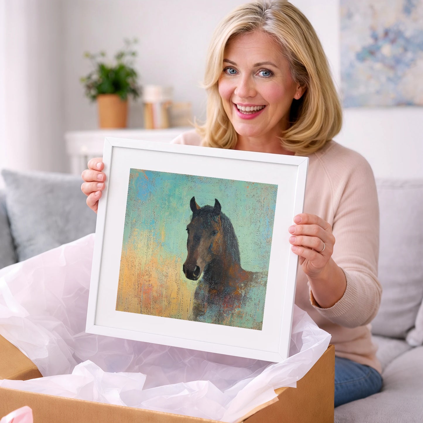 The Steadfast Bay - horse portrait art gift idea for horse lovers