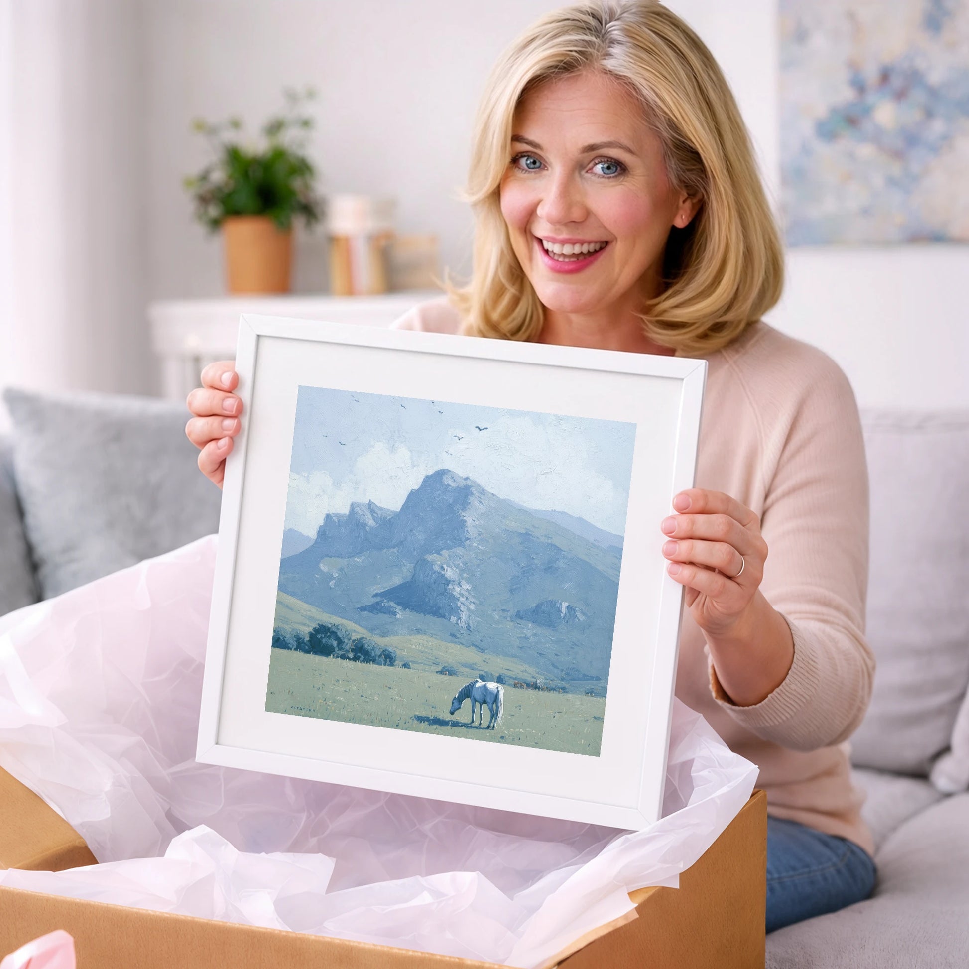 Solitude Beneath the Peak - horse landscape art gift idea for horse lovers