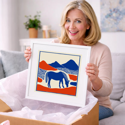 Cobalt Pastures - horse landscape art gift idea for horse lovers