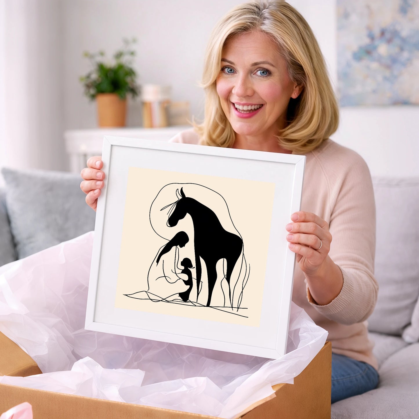 The Gentle Guardian - horse & rider art gift idea for horse lovers