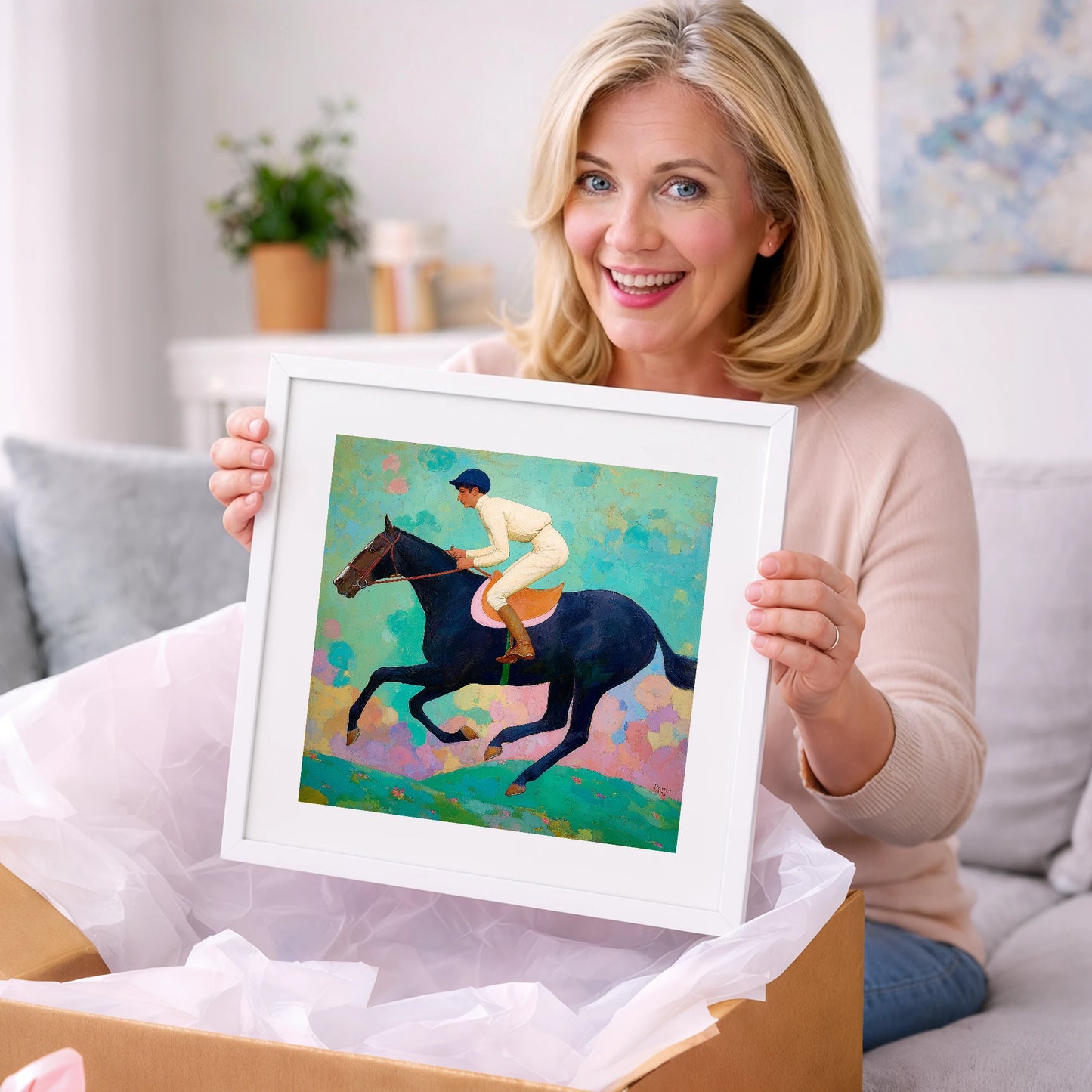 The Indigo Gallop - racing horse art gift idea for horse lovers