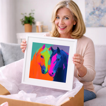 Neon Companions - horse portrait art gift idea for horse lovers