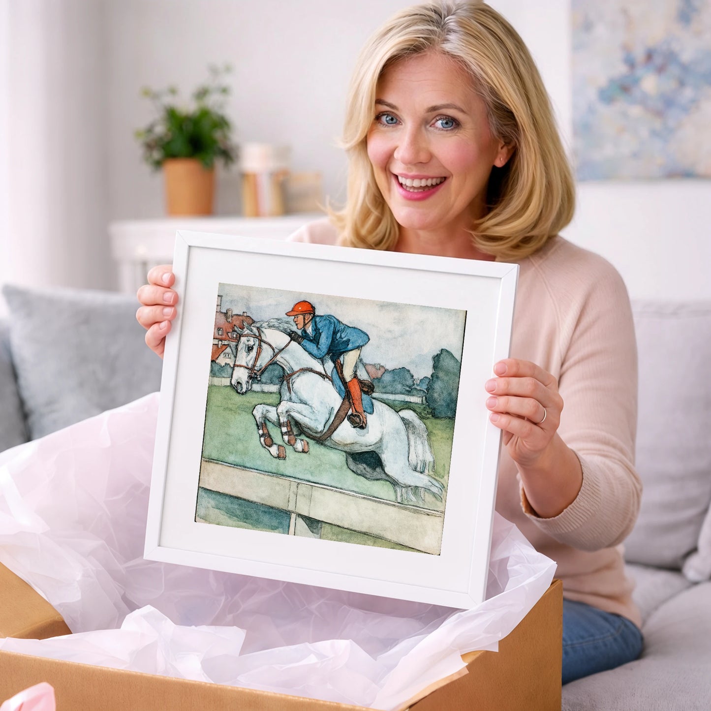Clearing the Timber - show jumping horse art gift idea for horse lovers