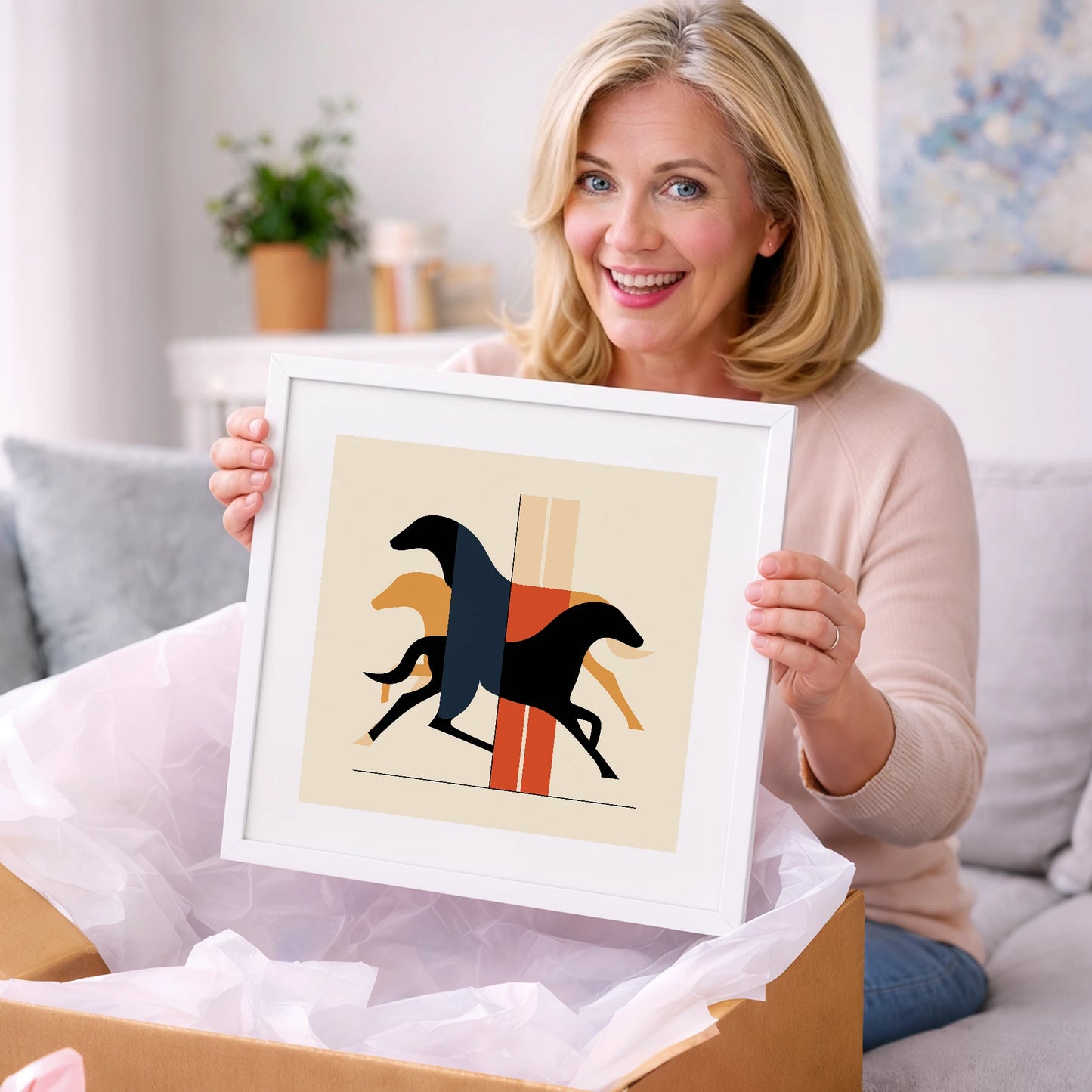 Geometric Gallop - racing horse art gift idea for horse lovers