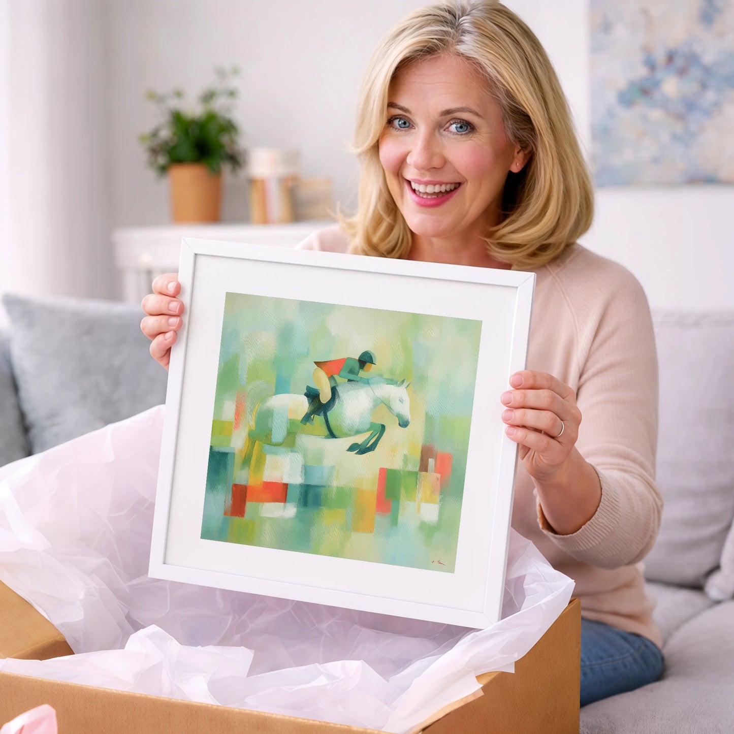 Clearing the Colours - show jumping horse art gift idea for horse lovers