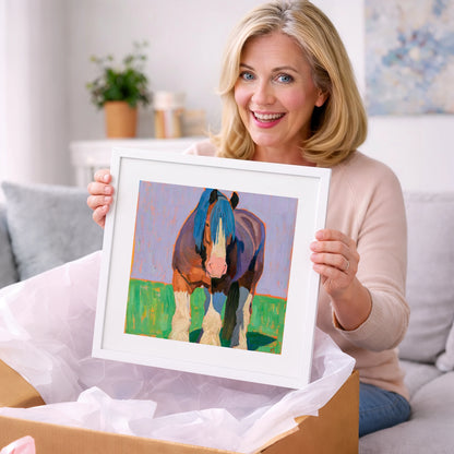 Vibrant Heavy Horse Portrait - horse breed art gift idea for horse lovers