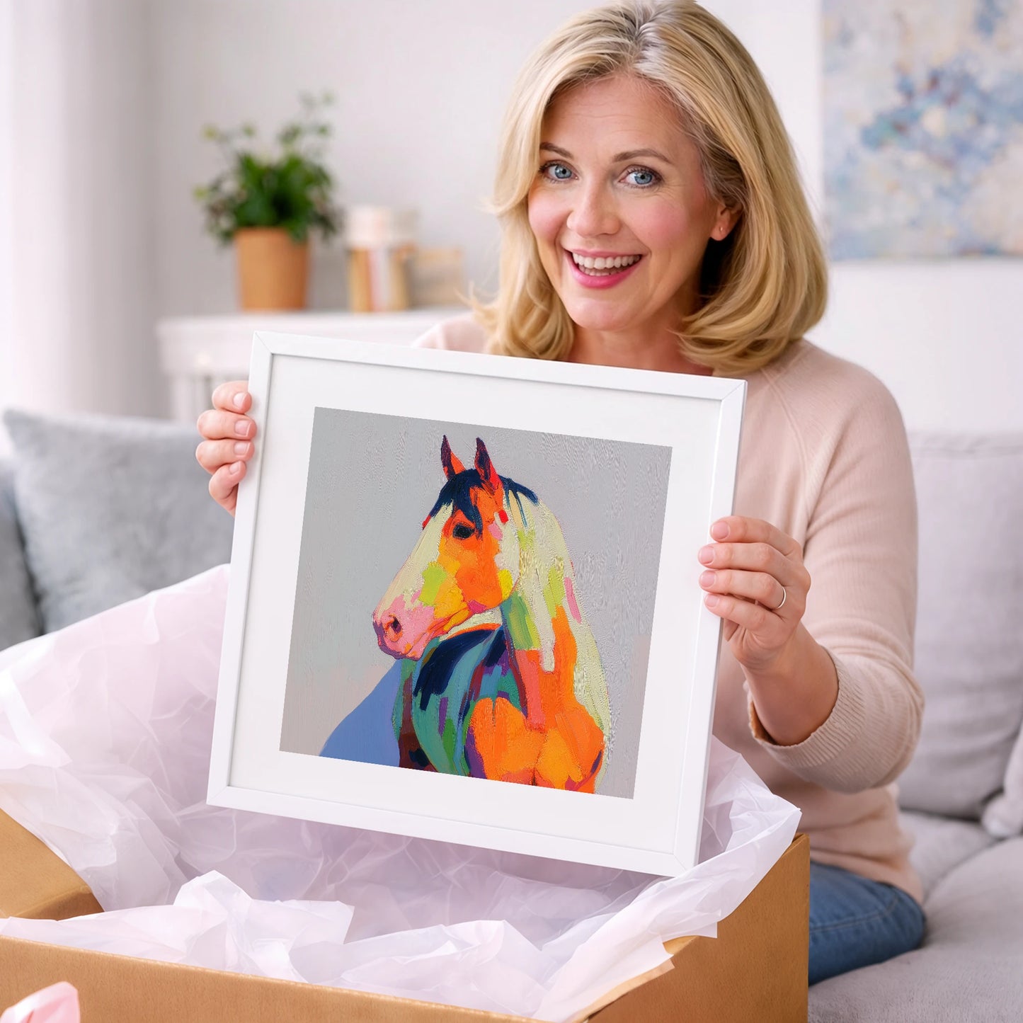 Technicolour Equine Profile - horse breed art gift idea for horse lovers