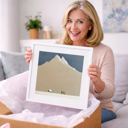 Beneath the Golden Peak - horse landscape art gift idea for horse lovers