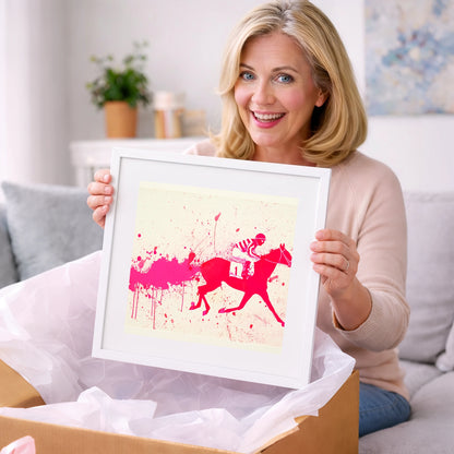 Magenta Racing Surge - racing horse art gift idea for horse lovers