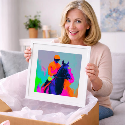 Technicolour Sprint - racing horse art gift idea for horse lovers