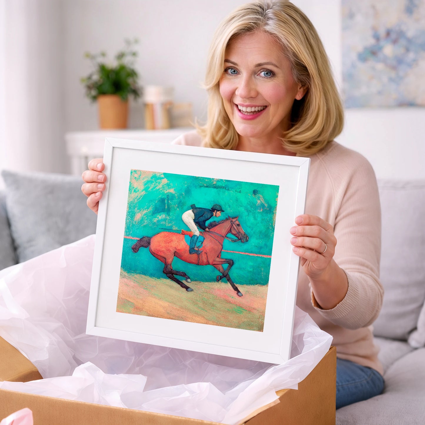 Rhythm in Emerald - racing horse art gift idea for horse lovers