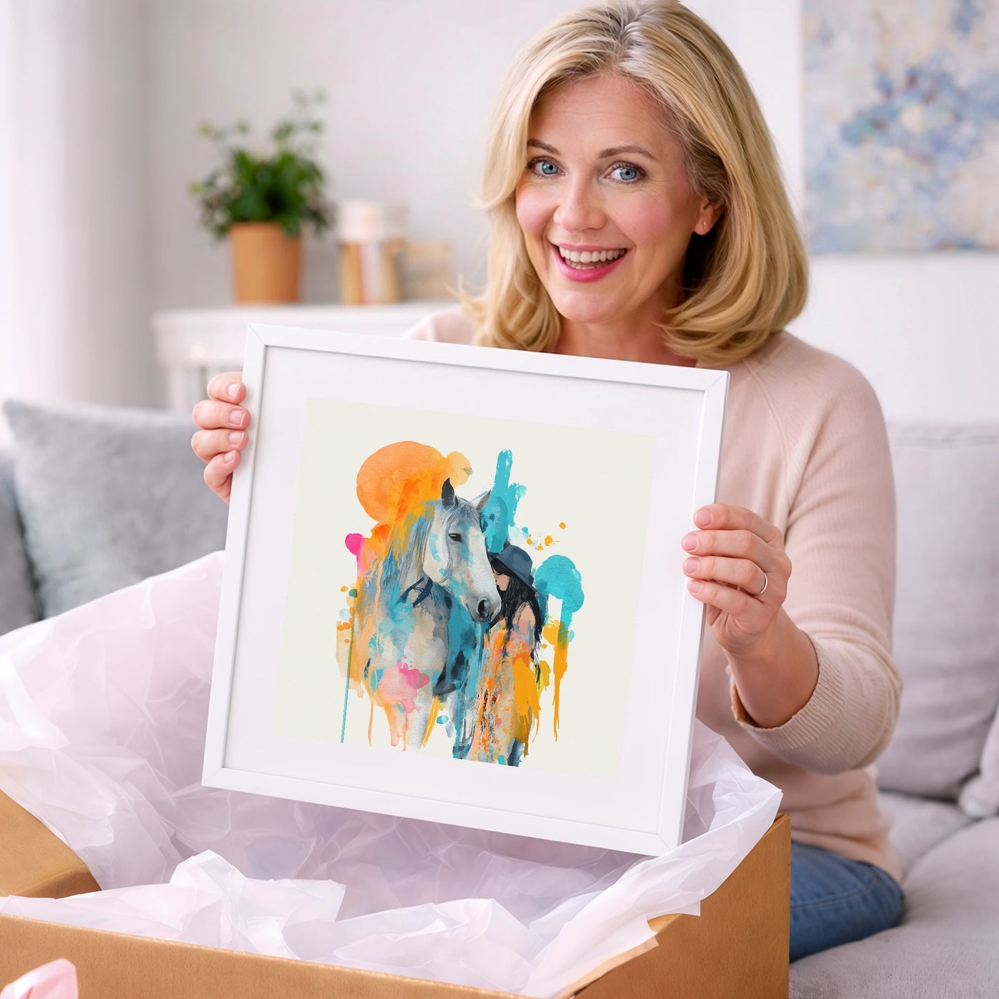 Vibrant Connection - horse & rider art gift idea for horse lovers