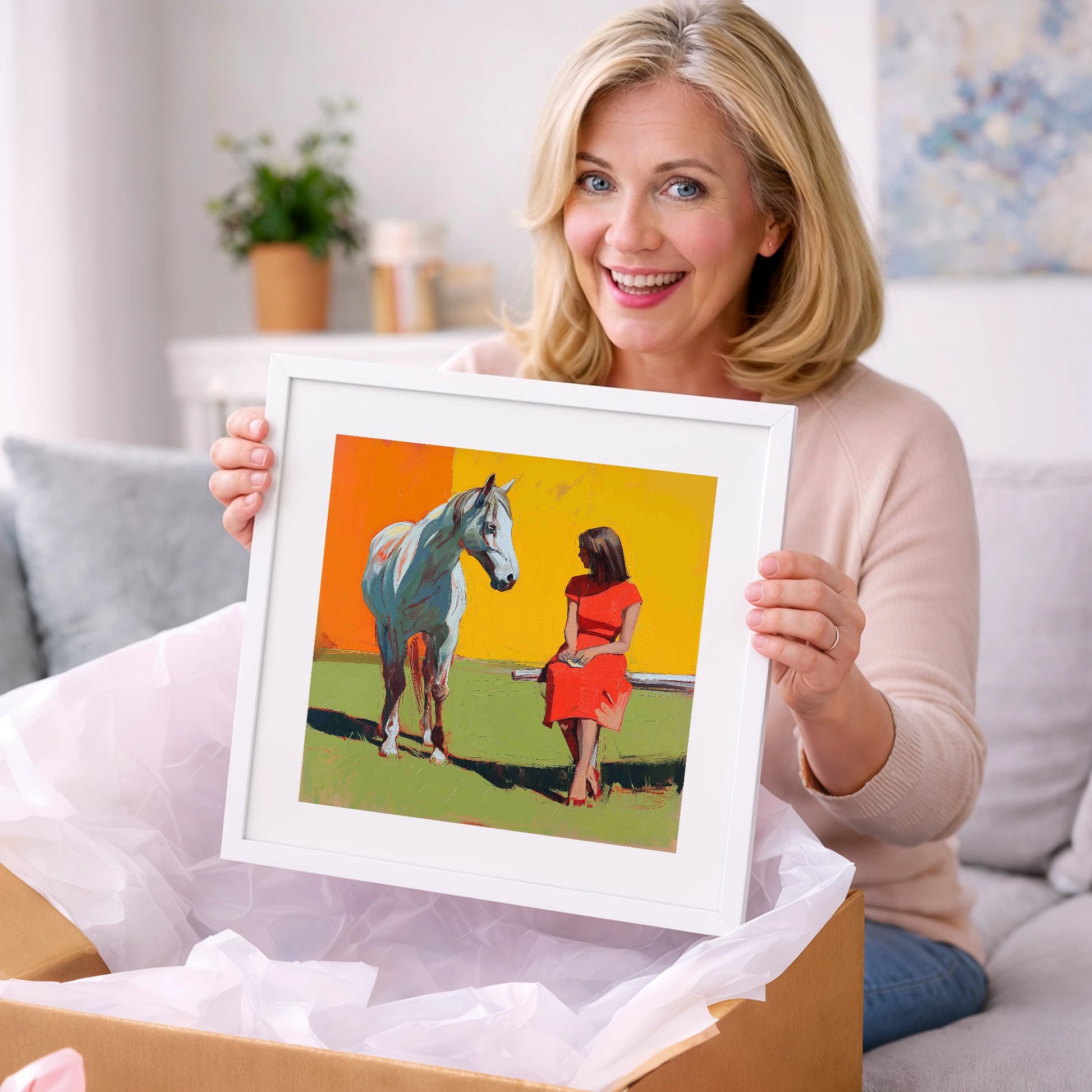 Vibrant Connection - horse & rider art gift idea for horse lovers