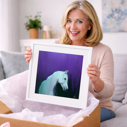 Ethereal Grey in Violet - horse breed art gift idea for horse lovers